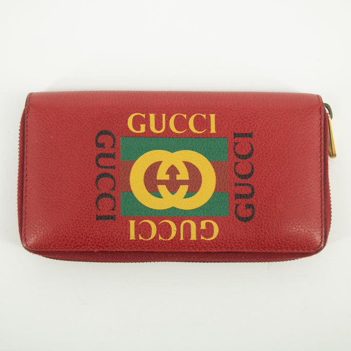 Gucci Red Logo Print Zip Wallet-#1392