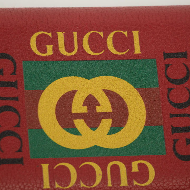 Gucci Red Logo Print Zip Wallet-#1392