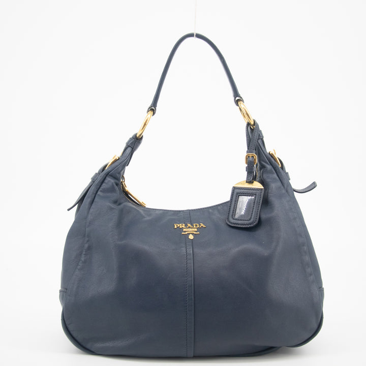 Prada Navy Leather Hobo Shoulder Bag - #1471