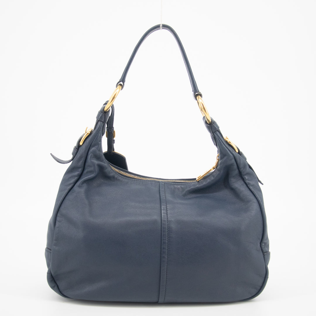 Prada Navy Leather Hobo Shoulder Bag - #1471