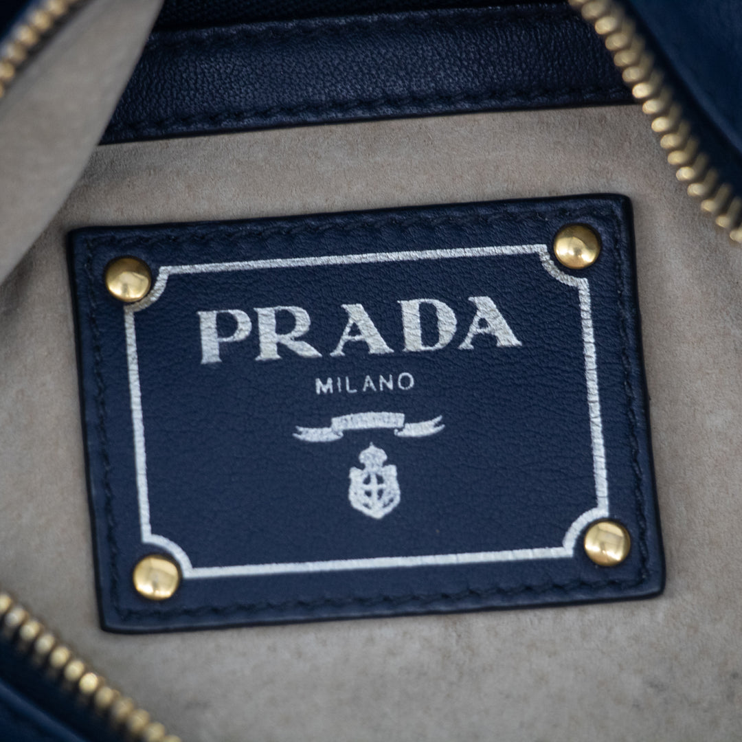 Prada Navy Leather Hobo Shoulder Bag - #1471