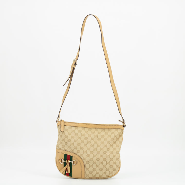 Gucci Beige GG Supreme Canvas Web/Horsebit Detail Crossbody Bag