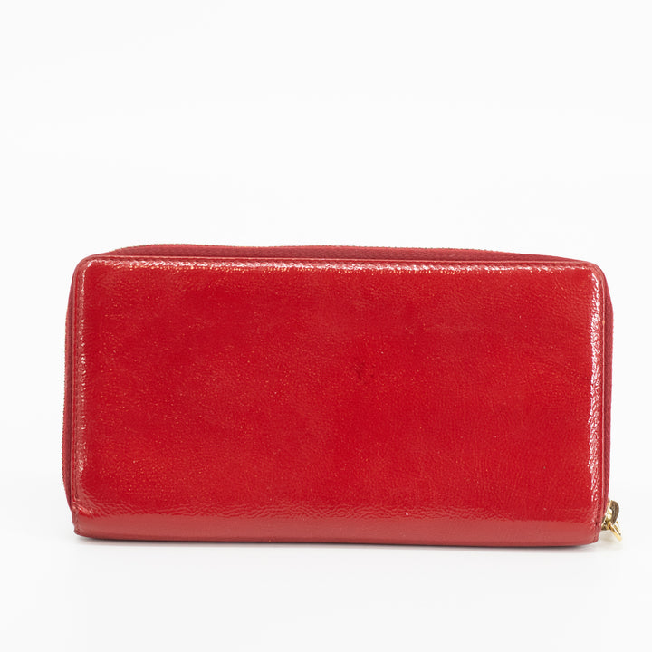 YSL Patent Berry Zip Around Wallet #1751