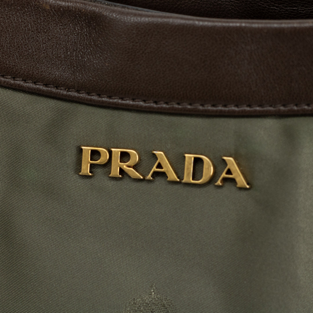 Prada Military Green Tessuto Jacquard Logo 2-Way Tote Bag #1768