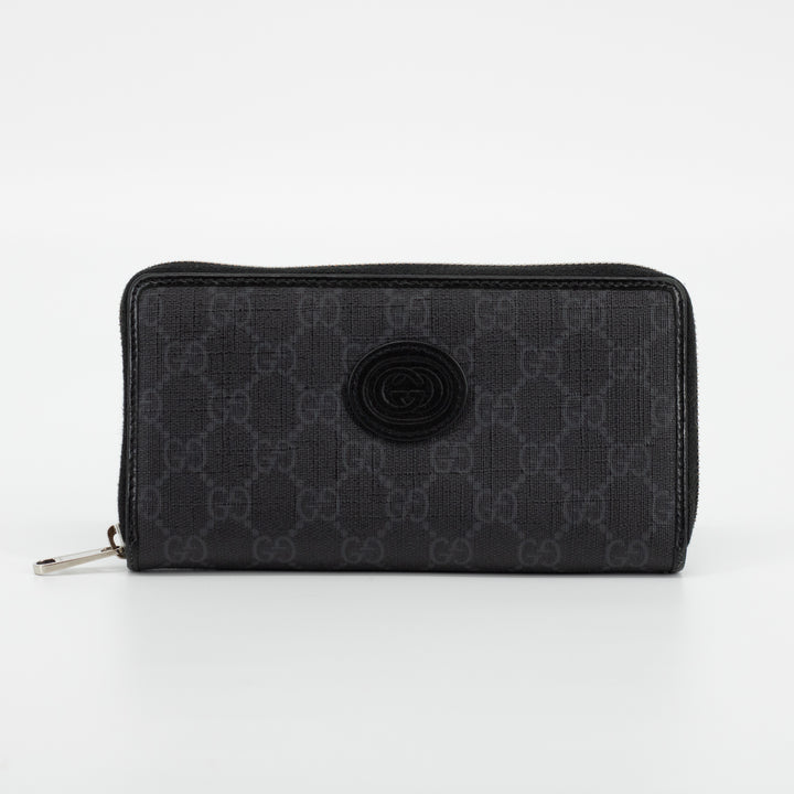 Gucci Grey GG Interlocking Zip Around Walletb #1832