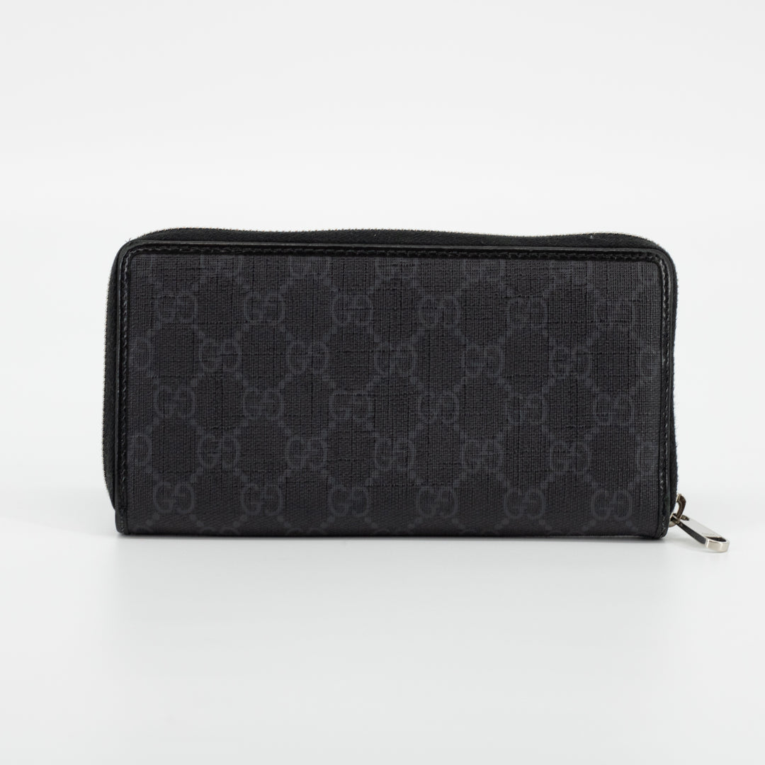 Gucci Grey GG Interlocking Zip Around Walletb #1832