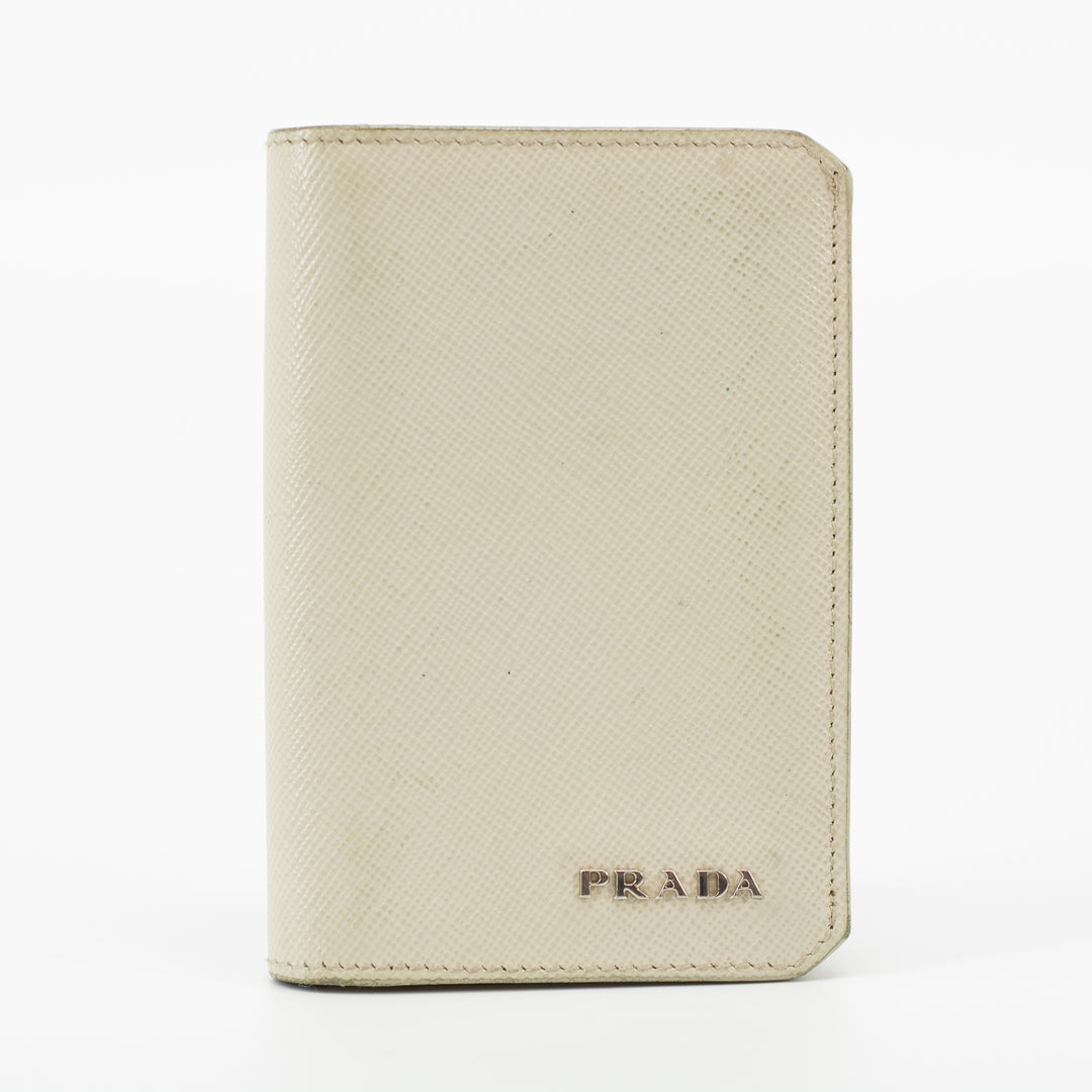 Prada Ivory Saffiano Leather Card Case #1868