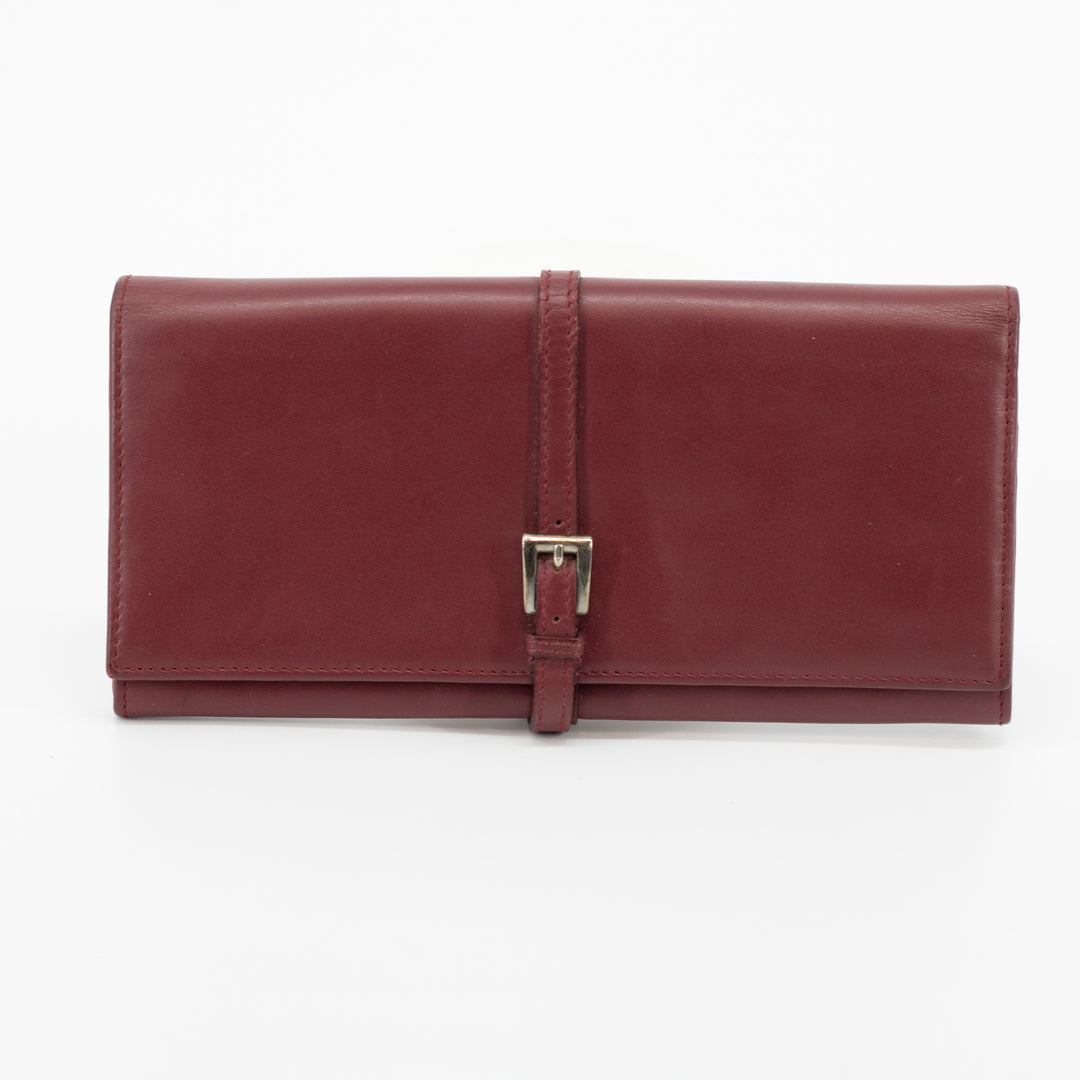 Prada Maroon Bordeaux Leather Long Wallet #1871