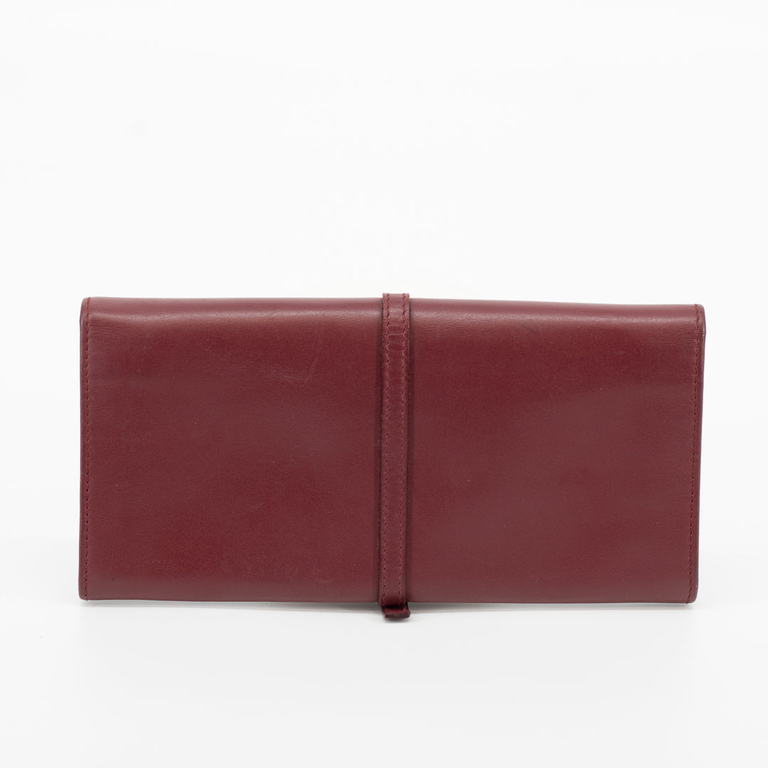 Prada Maroon Bordeaux Leather Long Wallet #1871