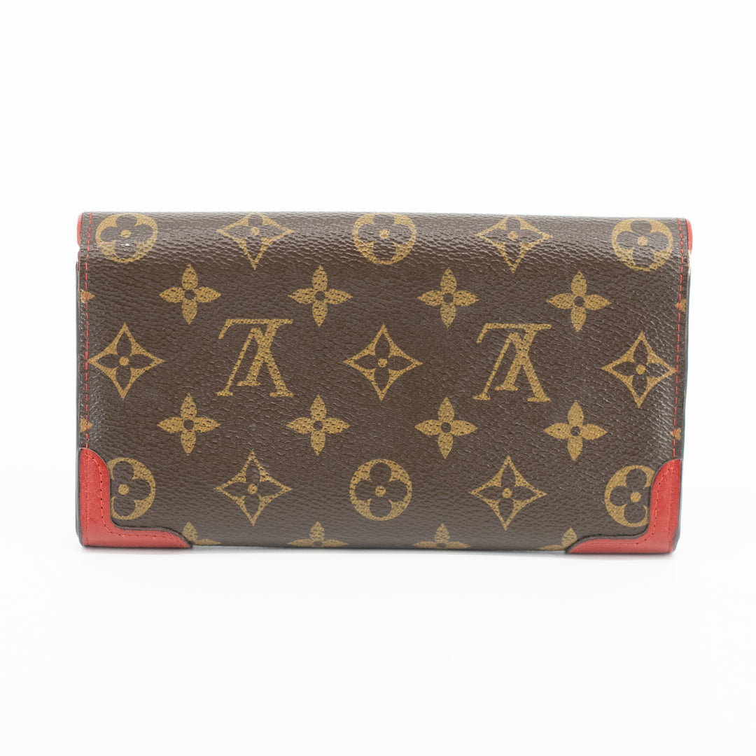 Louis Vuitton Red Monogram Canvas Retiro Sarah Wallet #1904