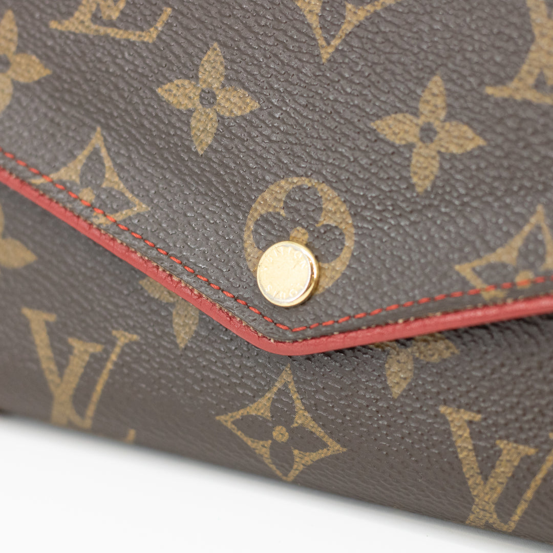 Louis Vuitton Red Monogram Canvas Retiro Sarah Wallet #1904