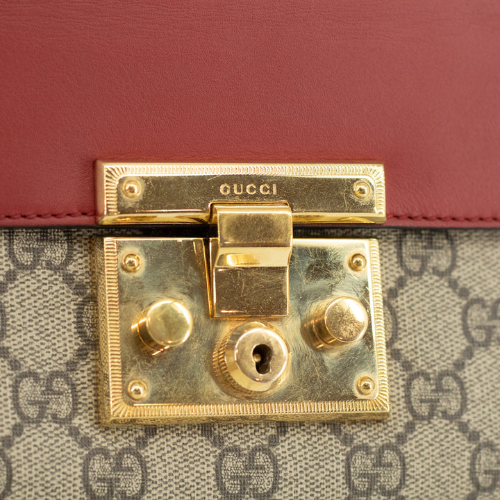 Gucci GG Supreme Canvas Multicolor Padlock Crossbody Bag #1915