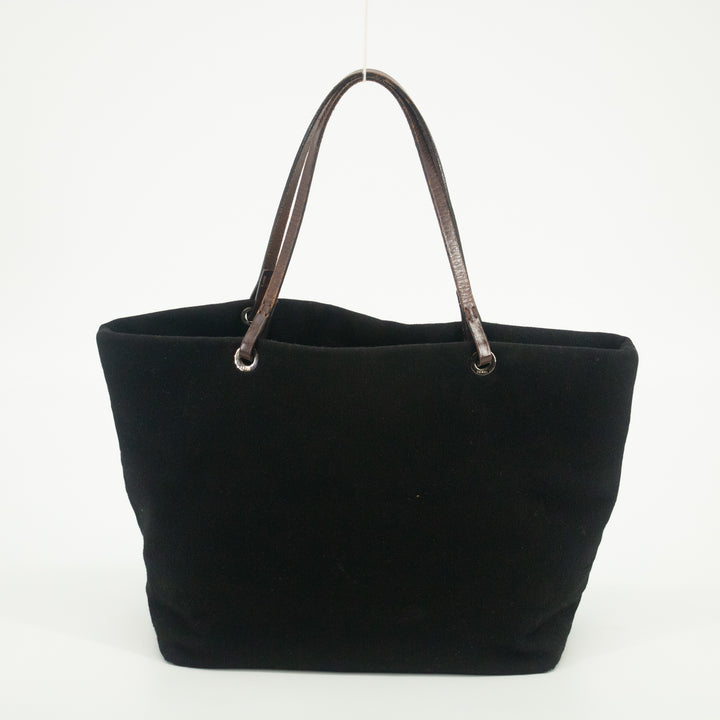 Fendi Black x Brown Velour x Leather Tote Bag #1951