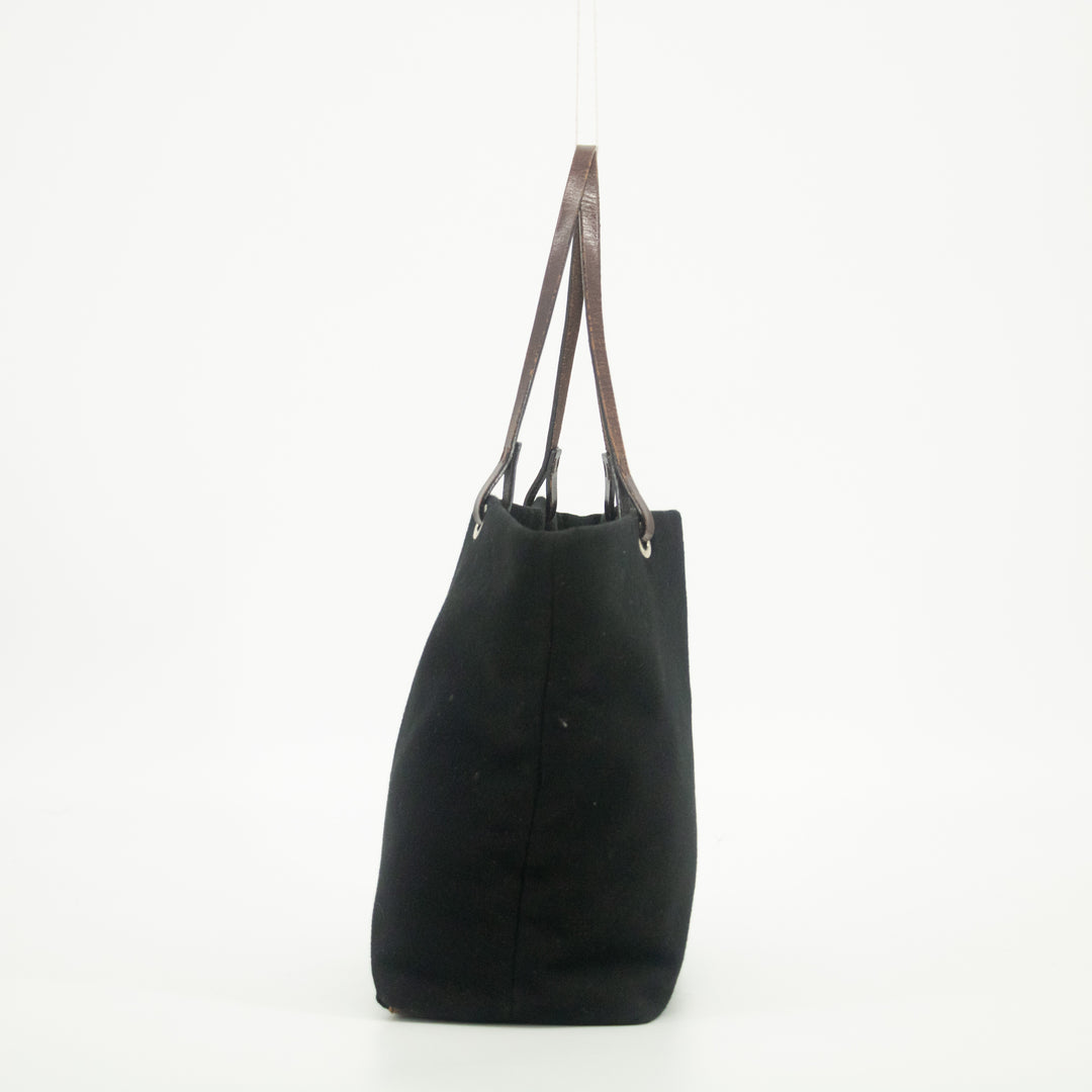 Fendi Black x Brown Velour x Leather Tote Bag #1951