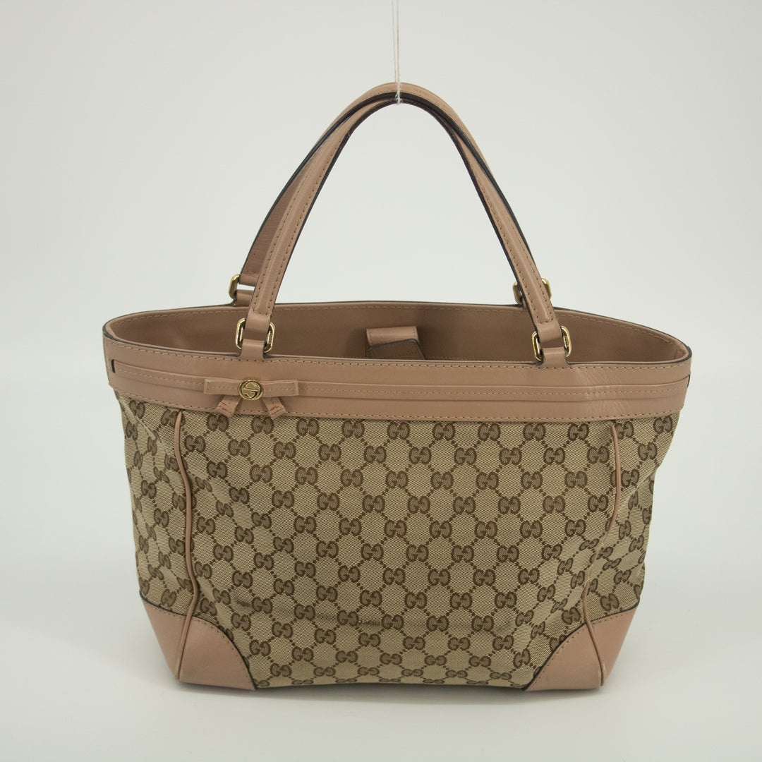 Gucci Brown x Pink Canvas x Leather Mayfair Tote Bag #1952