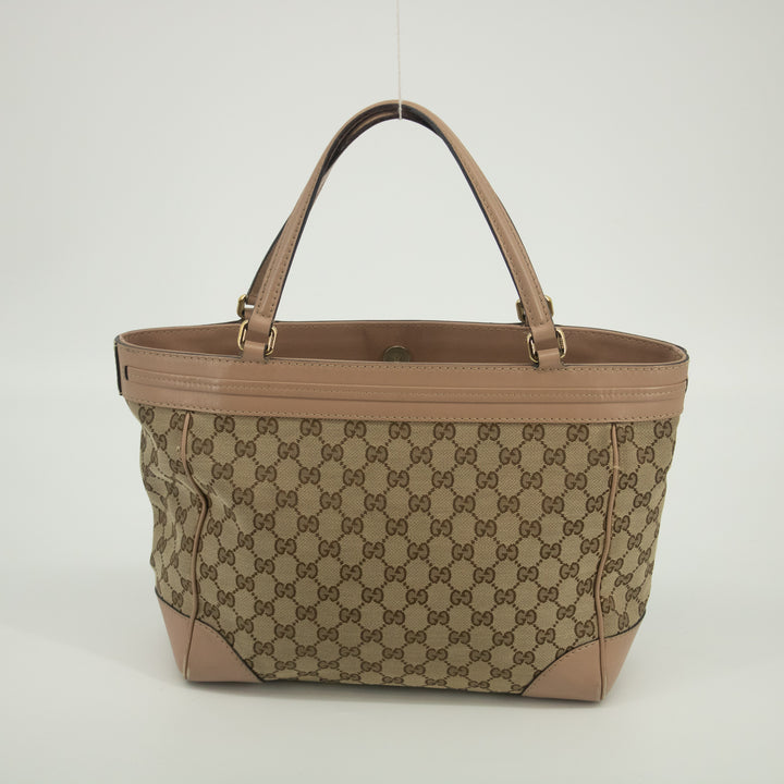 Gucci Brown x Pink Canvas x Leather Mayfair Tote Bag #1952