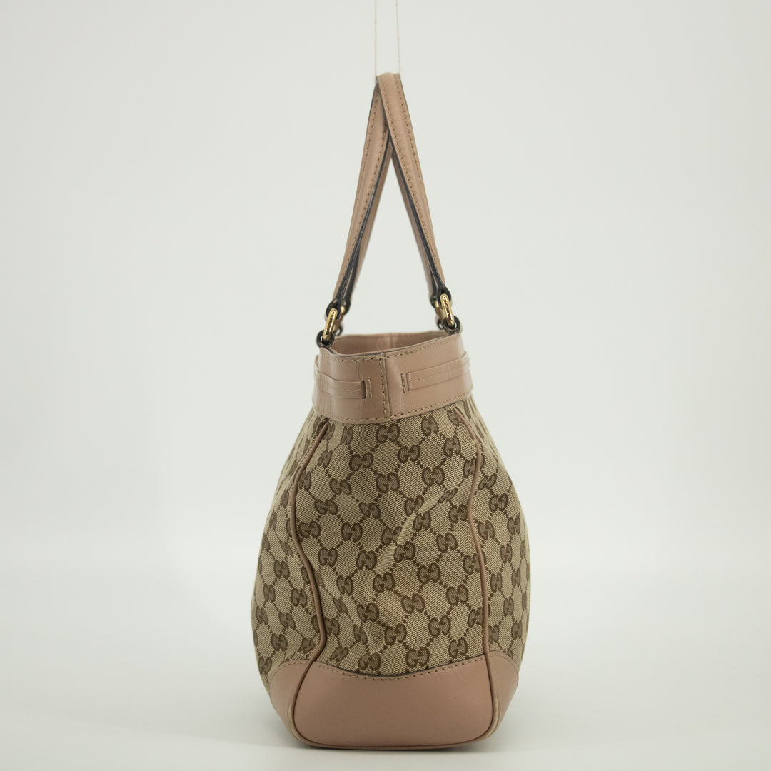 Gucci Brown x Pink Canvas x Leather Mayfair Tote Bag #1952