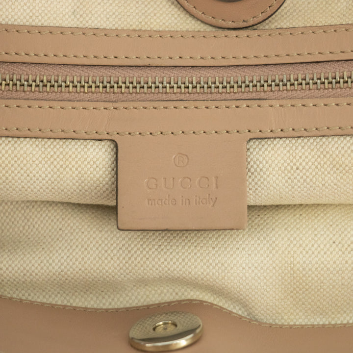 Gucci Brown x Pink Canvas x Leather Mayfair Tote Bag #1952