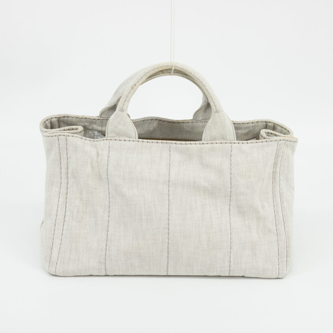 Prada Light Gray Canapa Denim 2WAY Tote Bag #1969