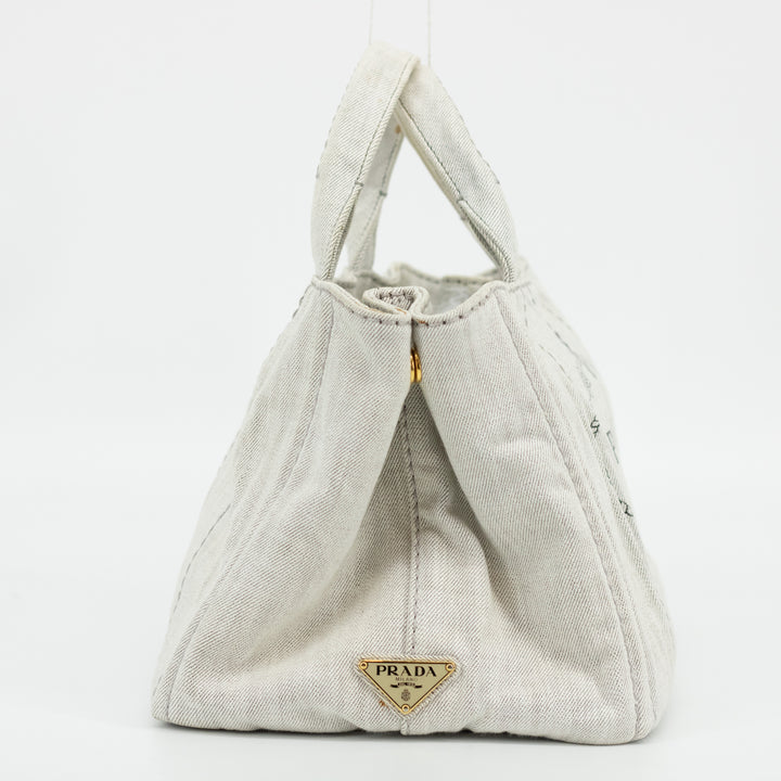 Prada Light Gray Canapa Denim 2WAY Tote Bag #1969