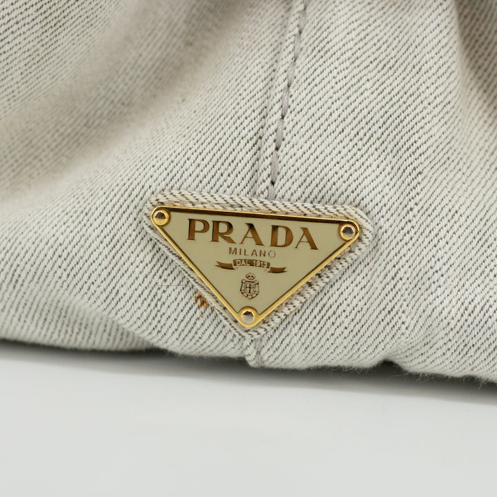 Prada Light Gray Canapa Denim 2WAY Tote Bag #1969