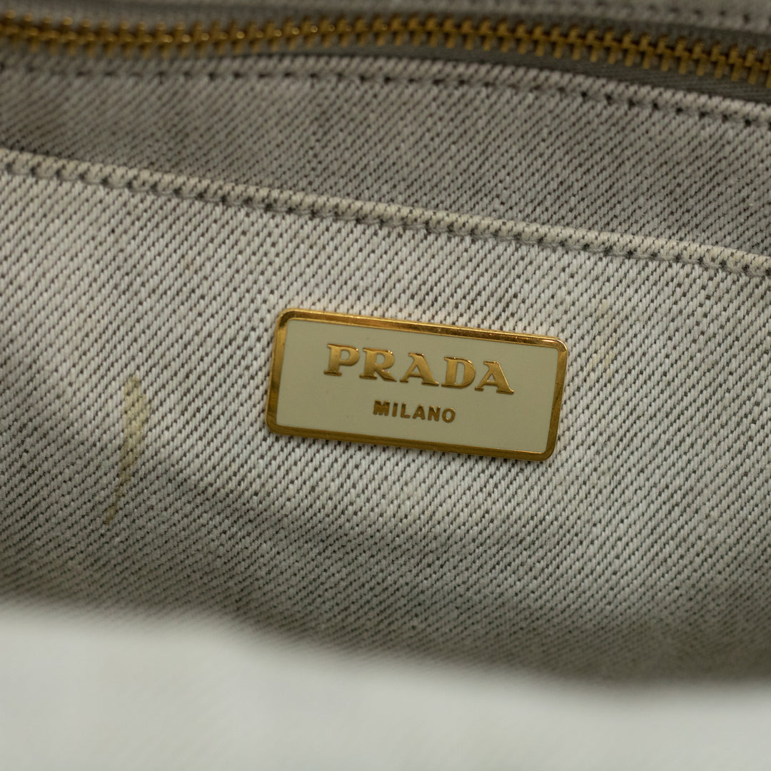 Prada Light Gray Canapa Denim 2WAY Tote Bag #1969