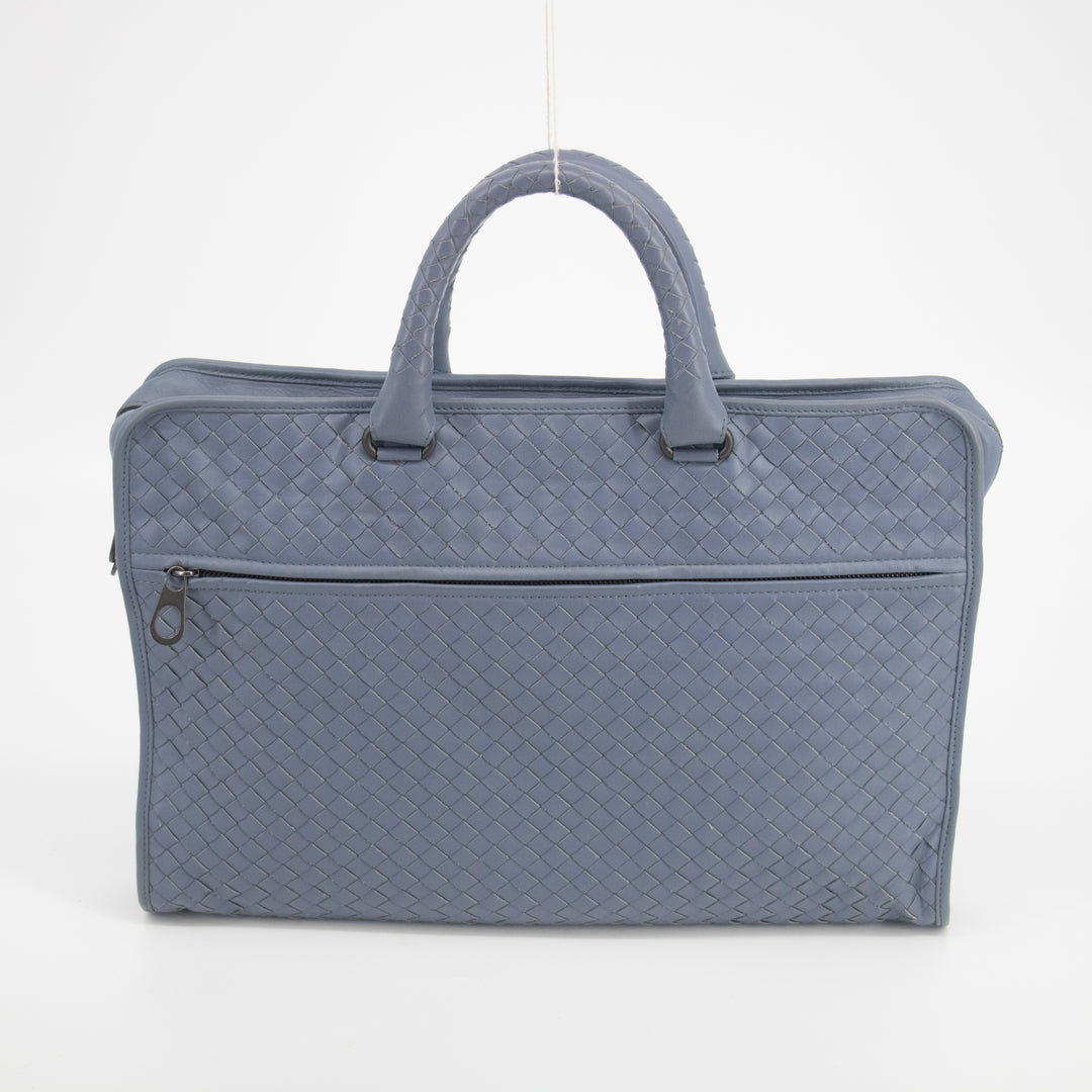 Bottega Veneta Leather Intrecciato Briefcase Business Bag Blue #2081