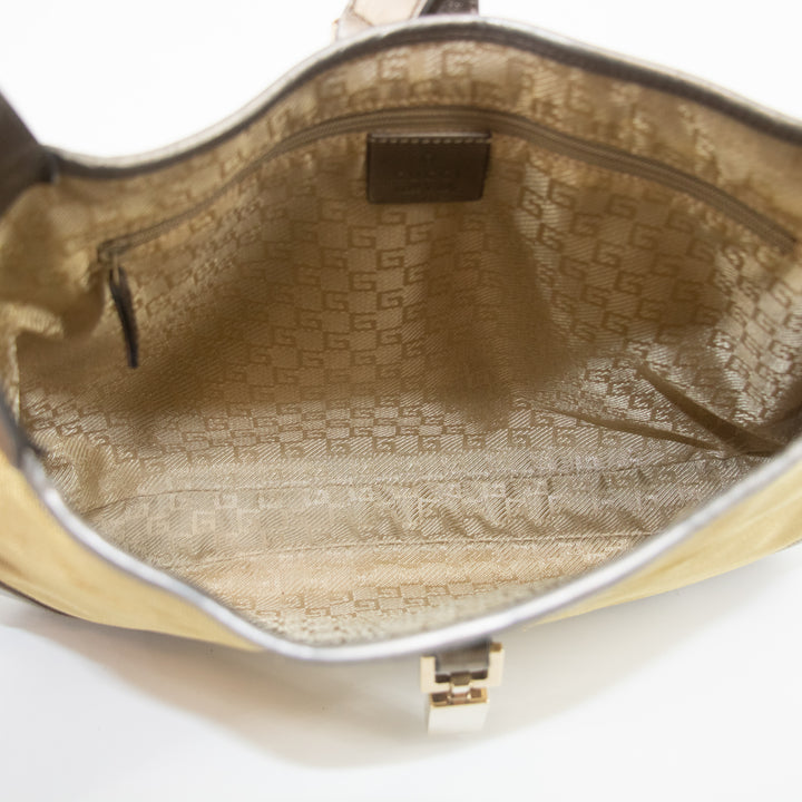 Gucci Gold Canvas / Metallic Brown Leather Jackie Shoulder Bag  #2088