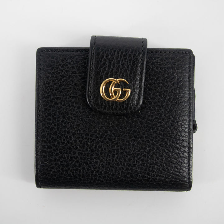 Gucci Black GG Marmont Leather Compact Wallet  #2268