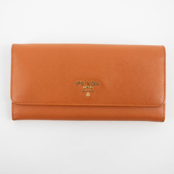 Prada Orange Saffiano Leather Long Wallet  #2270