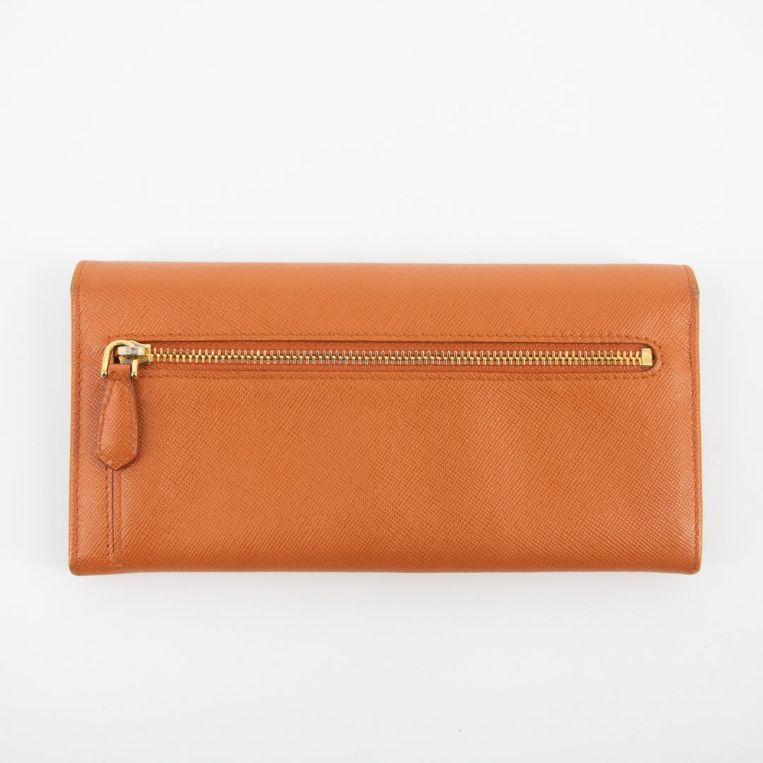 Prada Orange Saffiano Leather Long Wallet  #2270