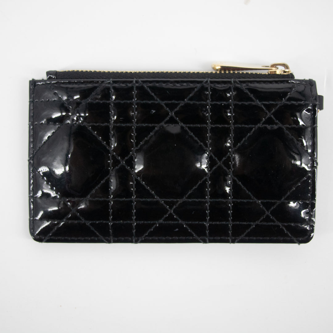 Christian Dior Black Cannage Patent Leather Coin Case  #2274