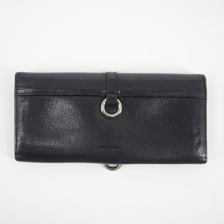 Prada Black Saffiano Leather Ribbon Long Wallet #2277