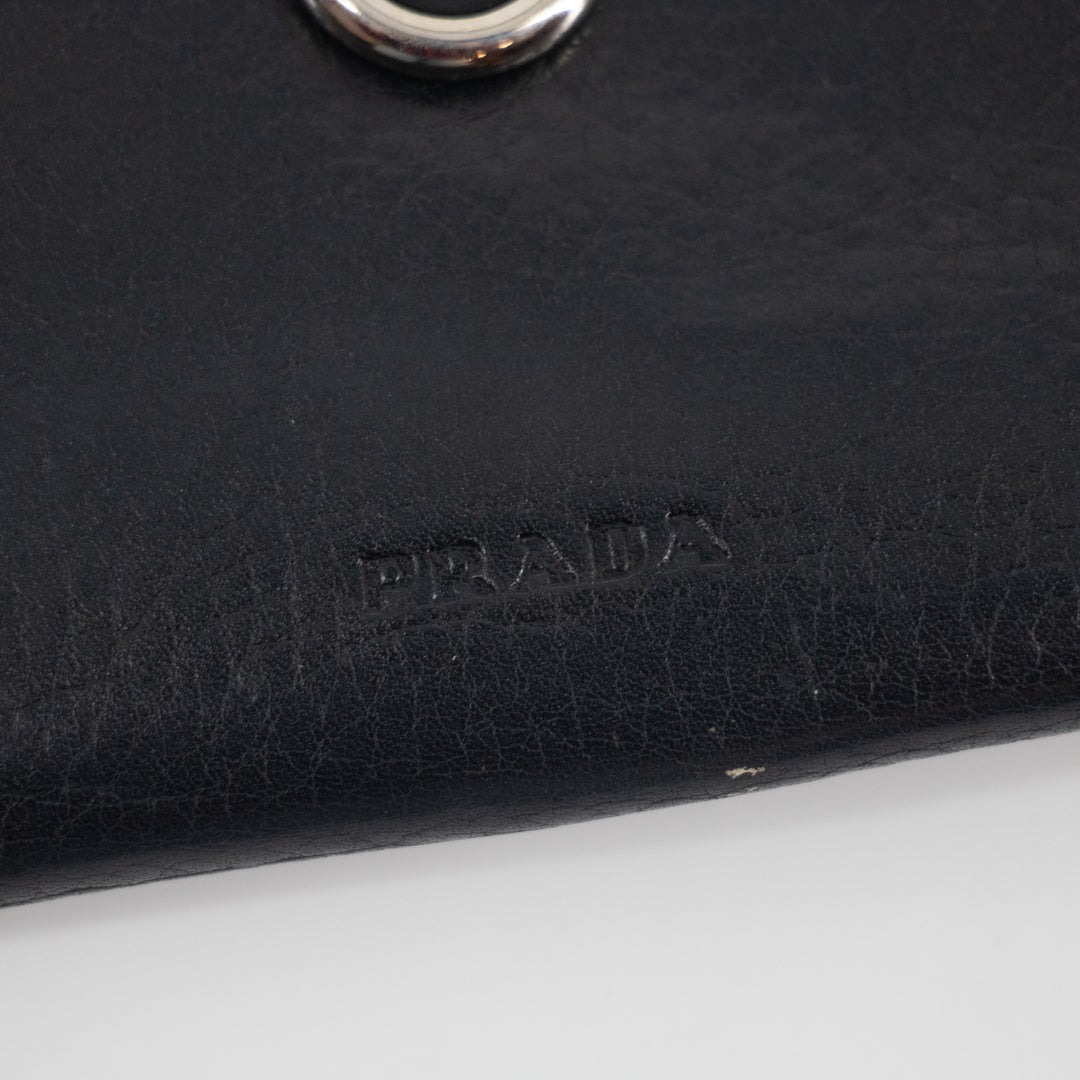 Prada Black Saffiano Leather Ribbon Long Wallet #2277