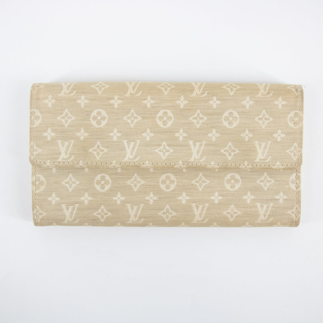 Louis Vuitton Beige Monogram Mini lin Portefeuille Sarah Wallet  #2283