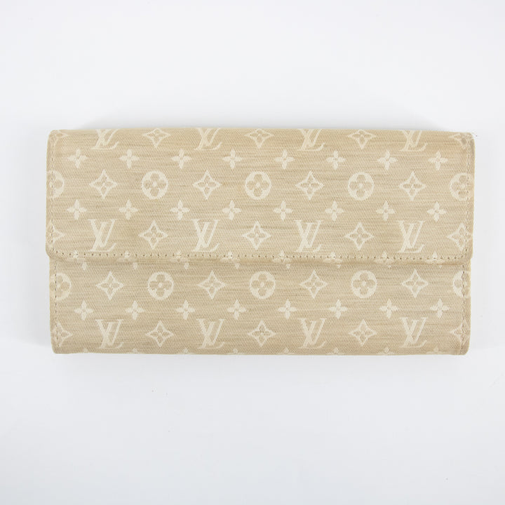 Louis Vuitton Beige Monogram Mini lin Portefeuille Sarah Wallet  #2283