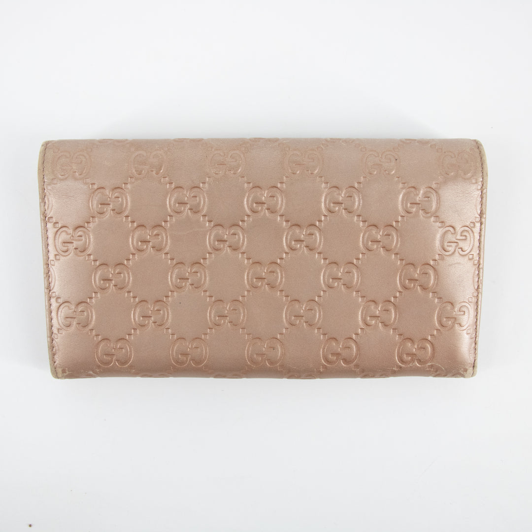 Gucci Pink x Brown Guccisima Lovely Heart Leather Long Wallet  #2286