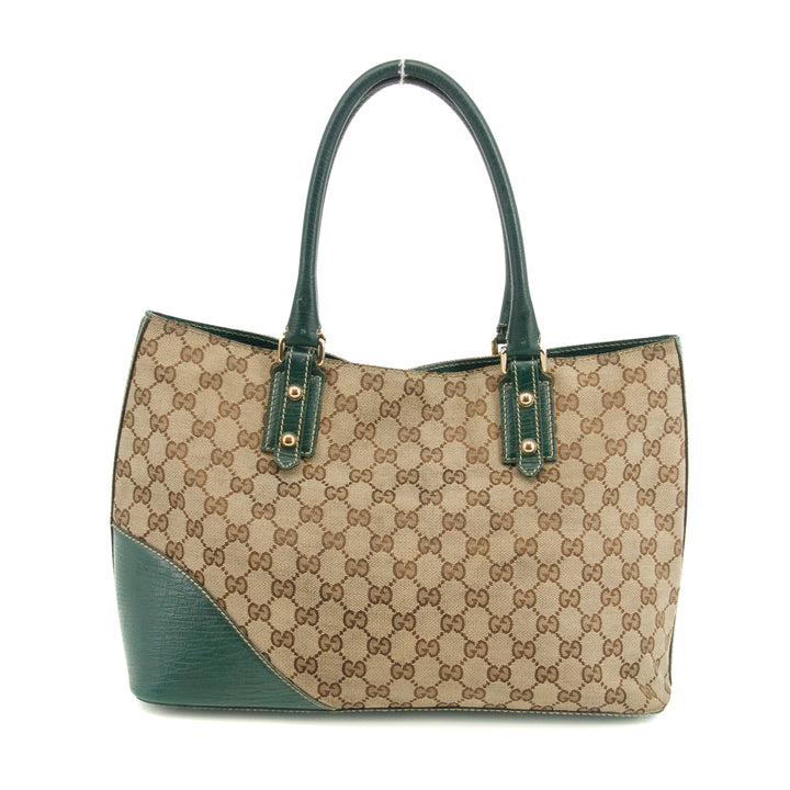 Gucci GG Canvas Green Horsebit Shoulder Bag #2307