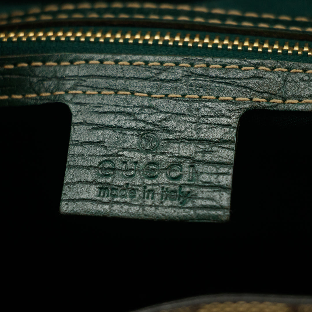 Gucci GG Canvas Green Horsebit Shoulder Bag #2307