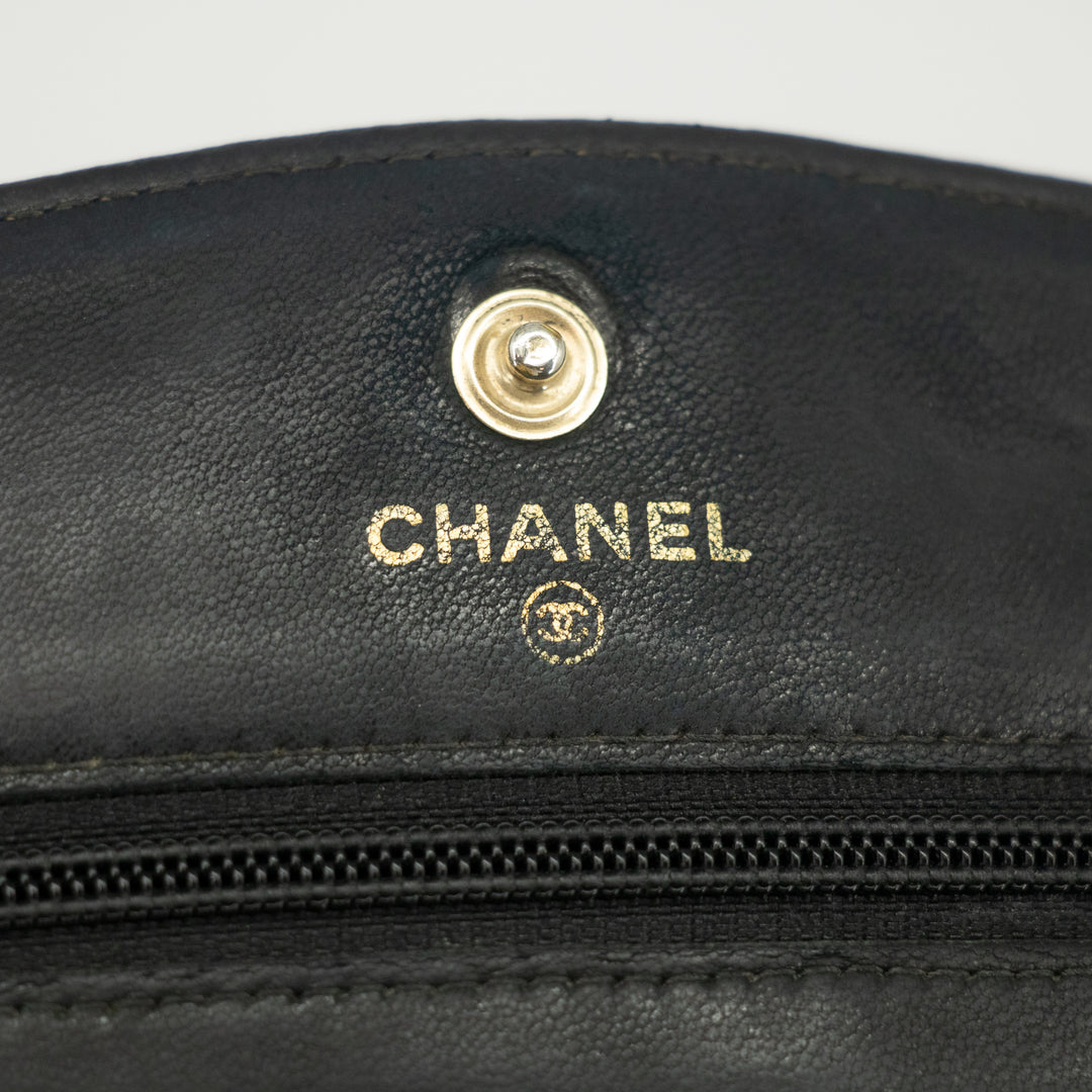 Chanel Black Caviar Skin Gold Hardware Wallet On Chain Crossbody Bag #2313