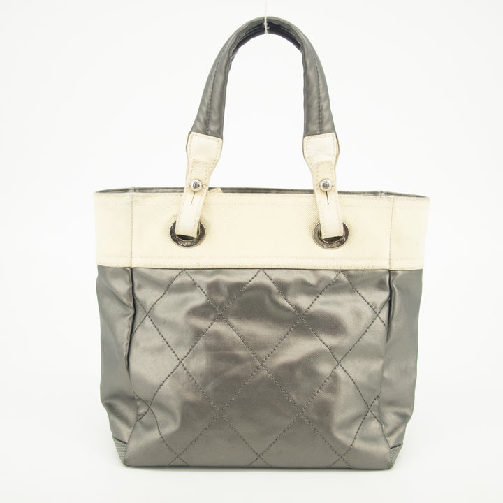 Chanel Bicolor Paris-Biarritz PM Quilted Grey Tote Bag #2334