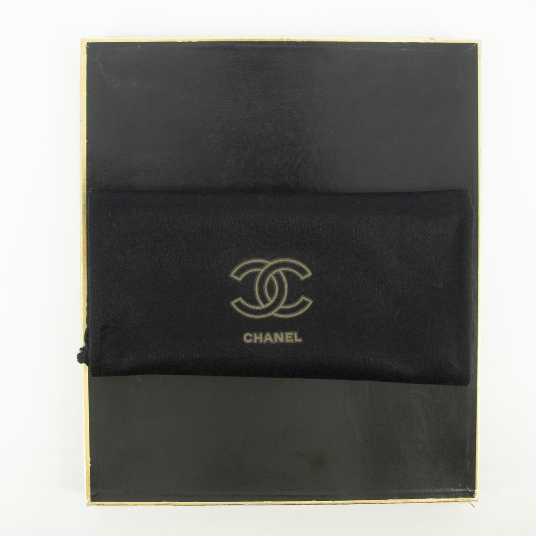 Chanel Lambskin Quilted CC Flat Tote Bag Chain Black Coco Mark #2335