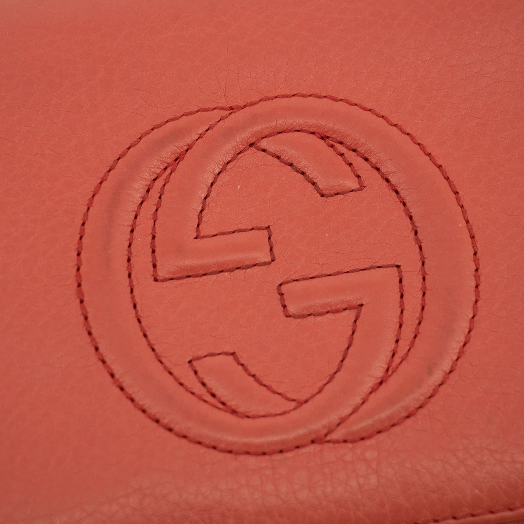 Gucci Coral Pink Soho Interlocking G Leather Round Zipper Long Wallet #2363