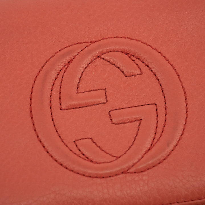 Gucci Coral Pink Soho Interlocking G Leather Round Zipper Long Wallet #2363