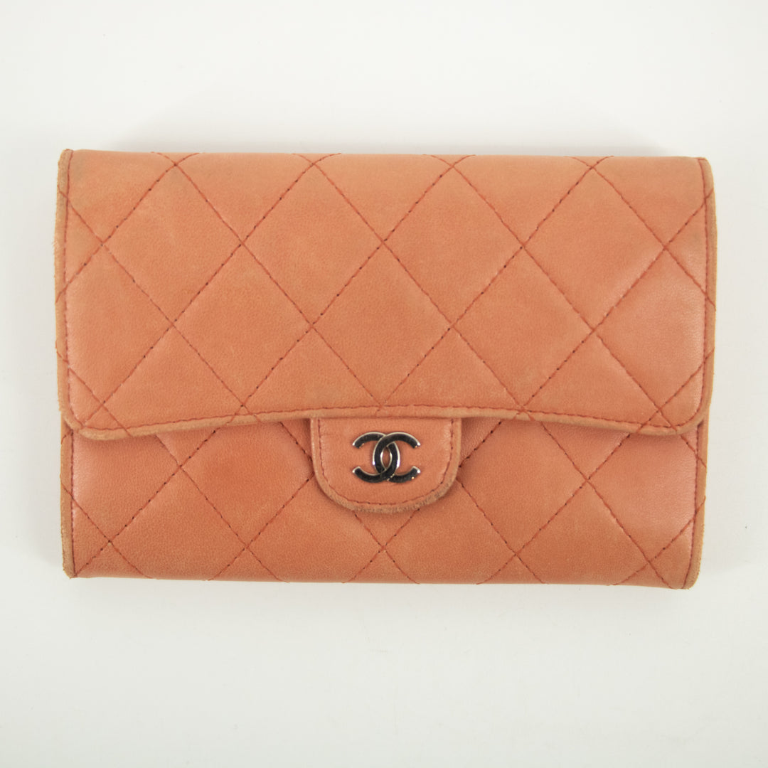 Chanel Pink Coco Mark Matelasse Lambskin Wallet #2365