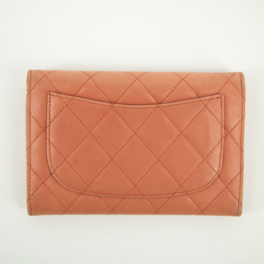 Chanel Pink Coco Mark Matelasse Lambskin Wallet #2365