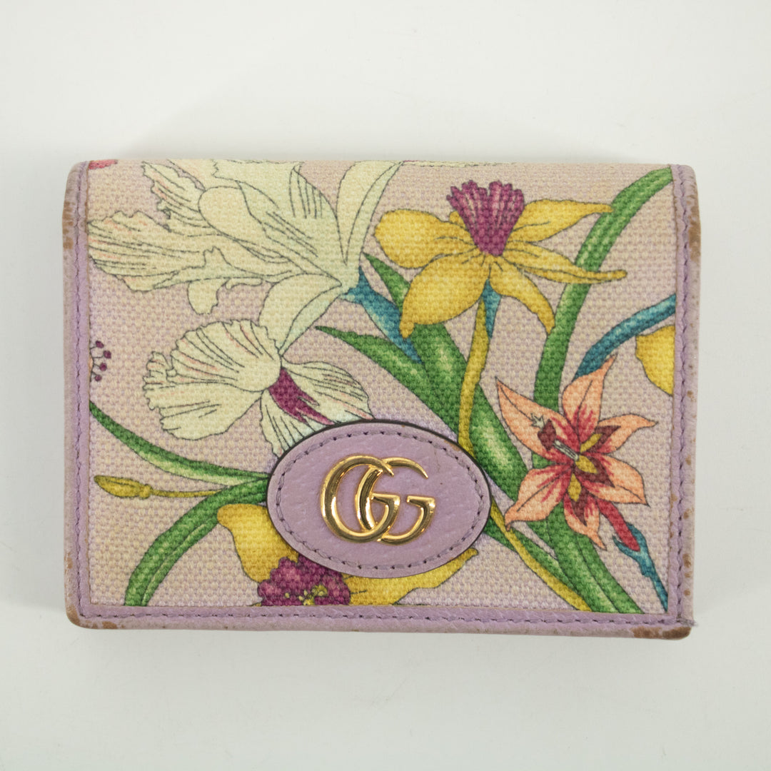 Gucci Purple GG Marmont Canvas x Leather Floral Compact Wallet  #2366