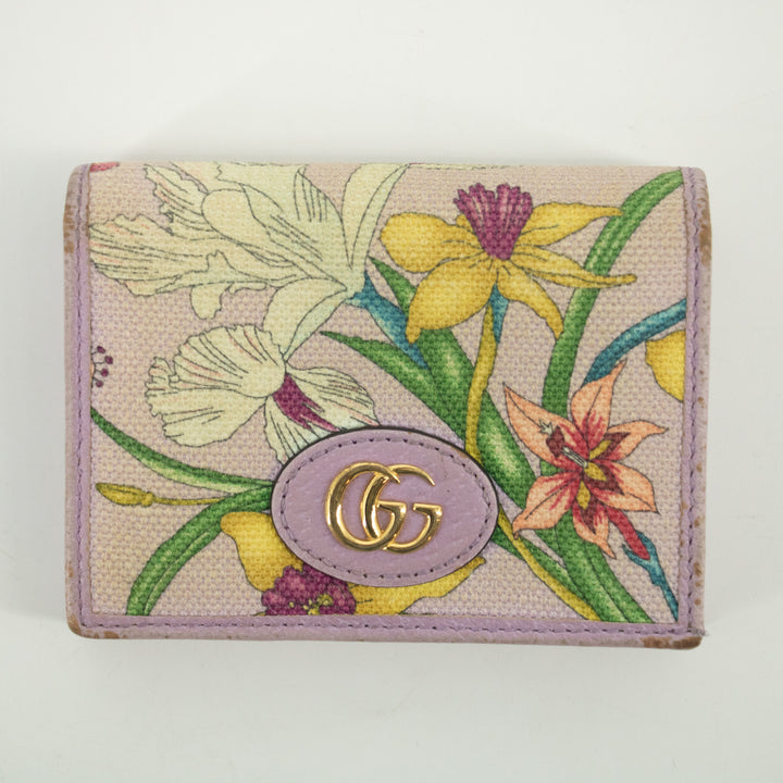 Gucci Purple GG Marmont Canvas x Leather Floral Compact Wallet  #2366