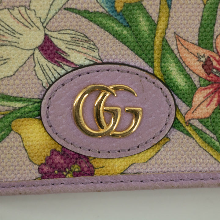 Gucci Purple GG Marmont Canvas x Leather Floral Compact Wallet  #2366