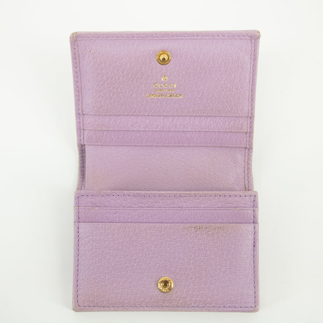 Gucci Purple GG Marmont Canvas x Leather Floral Compact Wallet  #2366